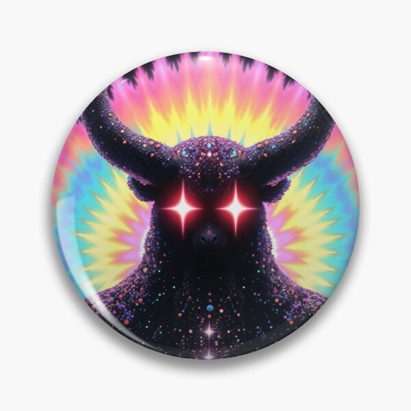 Item preview, Psychedelic Cosmic Overlord, Glowing Horned Entity with Rainbow Energy and Neon Aura designed and sold by Mike Kiev art.