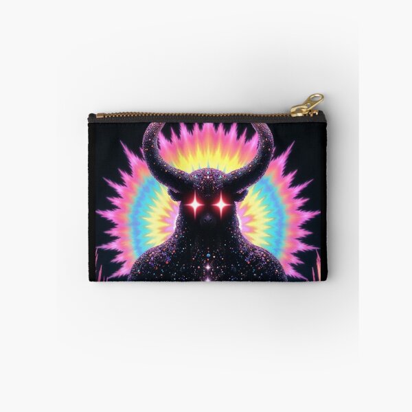 Item preview, Psychedelic Cosmic Overlord, Glowing Horned Entity with Rainbow Energy and Neon Aura designed and sold by Mike Kiev art.