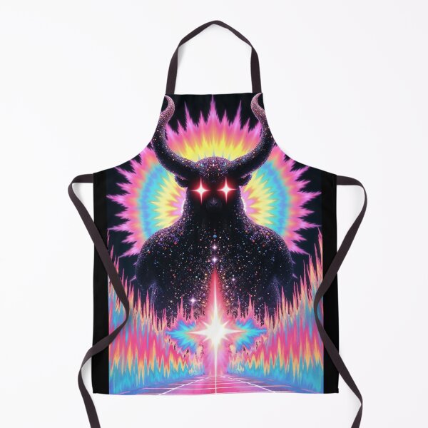 Item preview, Psychedelic Cosmic Overlord, Glowing Horned Entity with Rainbow Energy and Neon Aura designed and sold by Mike Kiev art.