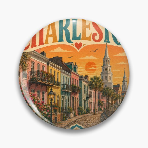 Item preview, Charleston USA Travel Souvenir - Retro Heart Illustration designed and sold by VisualArtsOasis.