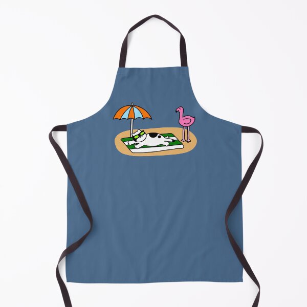 Item preview, a Cat looking at pink flamingo on the beach designed and sold by superbaechoo.