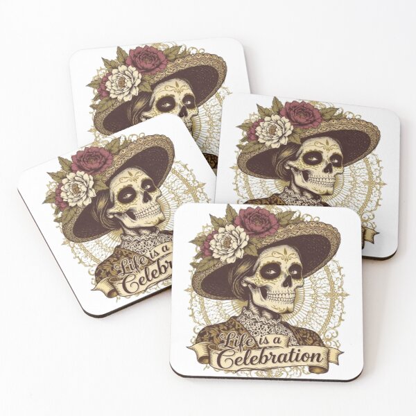Item preview, Elegant Catrina Day of the Dead T-Shirt | "Life is a Celebration" | Ornamental Vintage Graphic Tee designed and sold by SKSSTYLe.