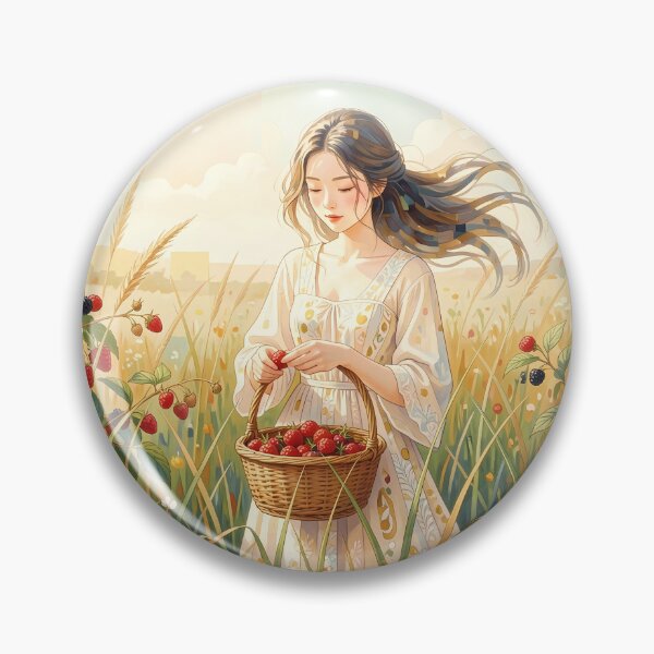 Item preview, Cottagecore Girl Picking Wild Berries designed and sold by m-y-A-I-A-R-T-.