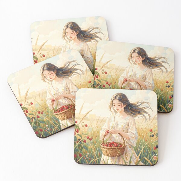 Item preview, Cottagecore Girl Picking Wild Berries designed and sold by M-Y-A-R-T-.