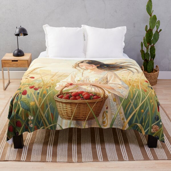 Item preview, Cottagecore Girl Picking Wild Berries designed and sold by M-Y-A-R-T-.