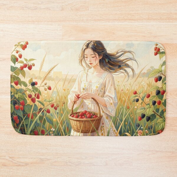 Item preview, Cottagecore Girl Picking Wild Berries designed and sold by M-Y-A-R-T-.
