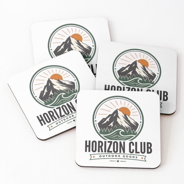 Aperçu de l'œuvre Emblème vintage de montagne et de soleil du Horizon Club créée et vendue par LOGO-WORKS.