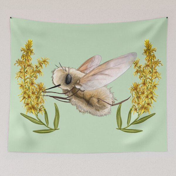 Item preview, Japanese Bee Fly with Goldenrod Flowers designed and sold by JoyHappySpiders.