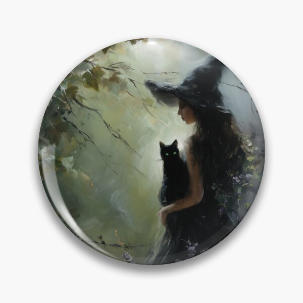 Item preview, Witch with black cat in the mystical forest designed and sold by monchie.