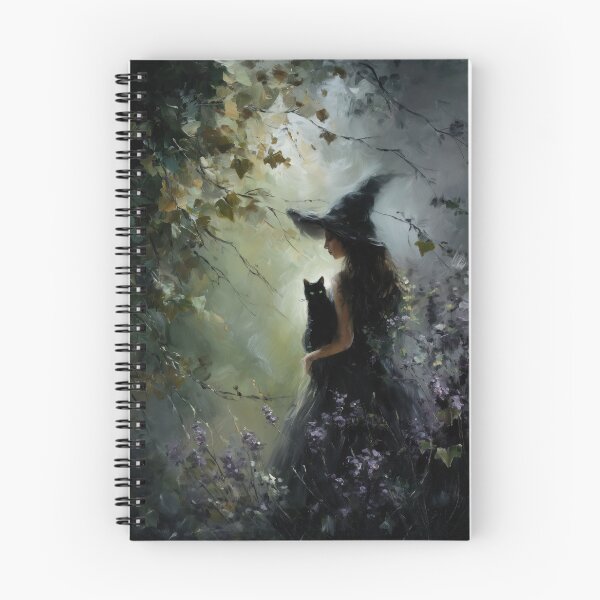 Item preview, Witch with black cat in the mystical forest designed and sold by monchie.