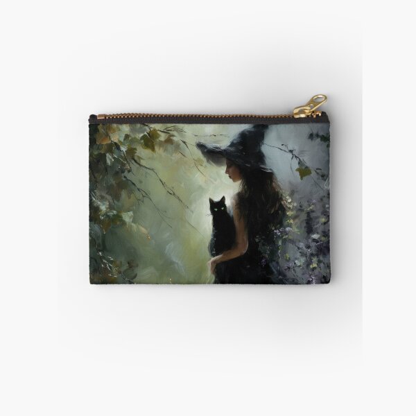 Item preview, Witch with black cat in the mystical forest designed and sold by monchie.