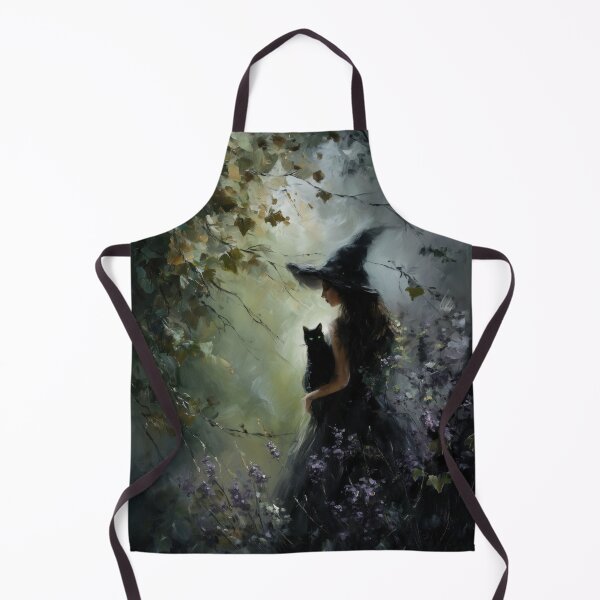 Item preview, Witch with black cat in the mystical forest designed and sold by monchie.