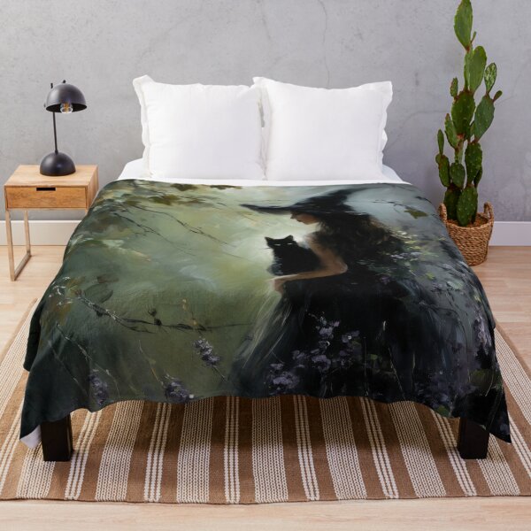 Item preview, Witch with black cat in the mystical forest designed and sold by monchie.