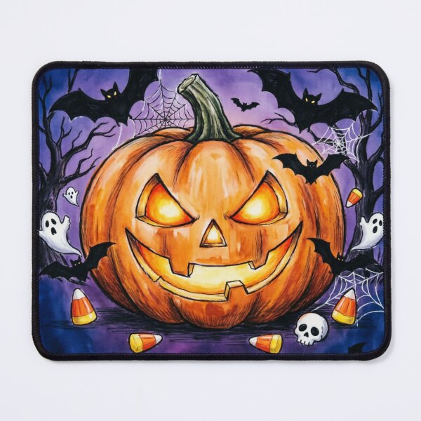 Item preview, Spooky Halloween Jack-O-Lantern Pumpkin and Bats Watercolor Art designed and sold by Nela-&-Lena.