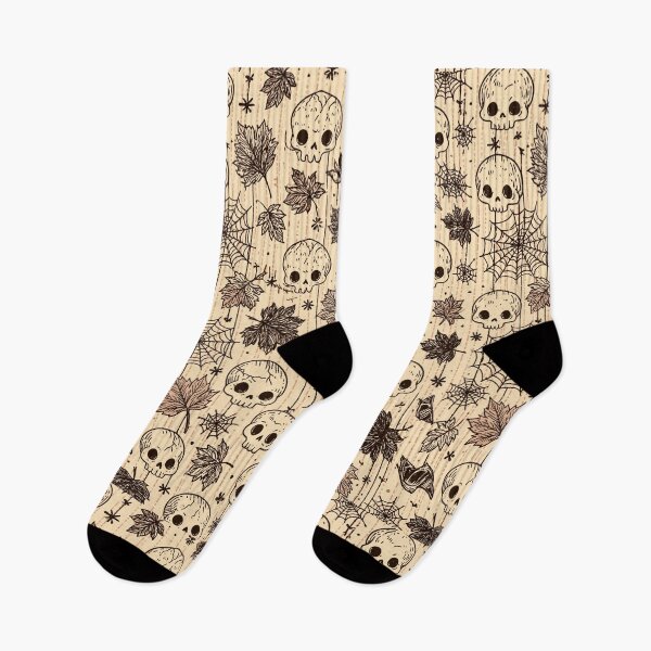 Item preview, Vintage Spooky Skulls and Autumn Leaves Halloween Pattern designed and sold by VectorForge.