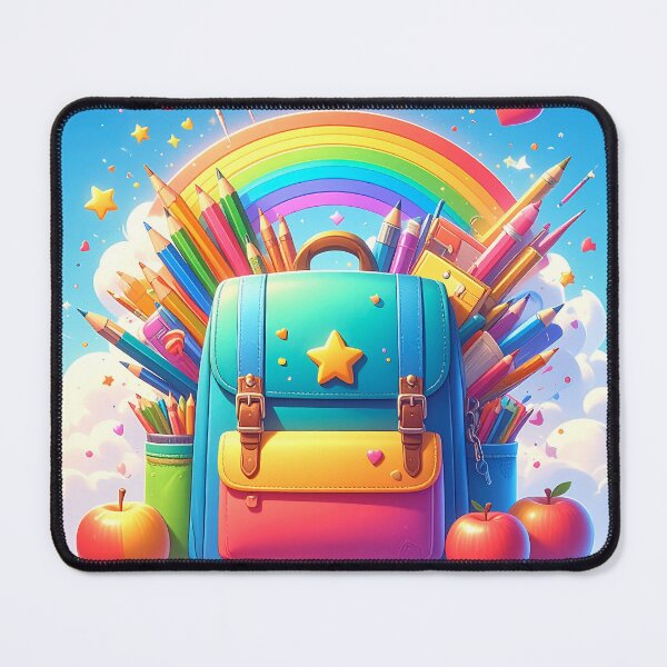Item preview, Colorful School Backpack with Rainbow and Art Supplies designed and sold by OksArtStudio.