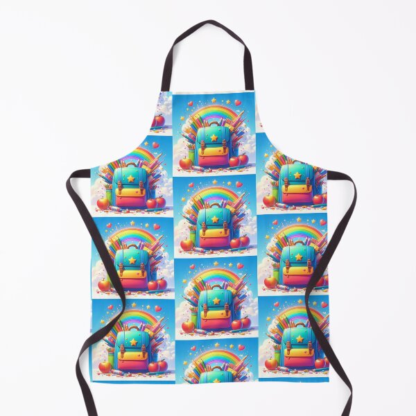 Item preview, Colorful School Backpack with Rainbow and Art Supplies designed and sold by OksArtStudio.