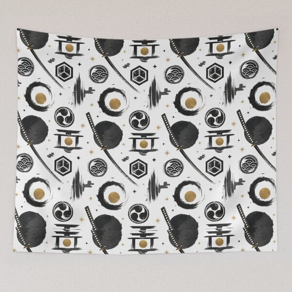Item preview, Japanese Samurai Black Gold Pattern designed and sold by MoodSupplyStudio.