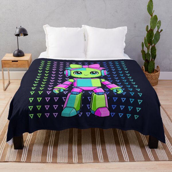Item preview, Cute Neon Robot Girl – Kawaii Cyberpunk Bot with Bow designed and sold by Aimetoi.