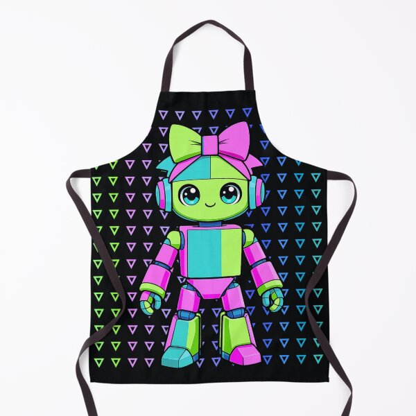 Item preview, Cute Neon Robot Girl – Kawaii Cyberpunk Bot with Bow designed and sold by Aimetoi.