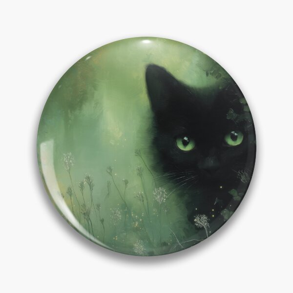 Item preview, Black cat with green eyes in ivy – Mystical nature magic designed and sold by monchie.