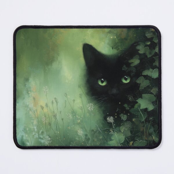 Item preview, Black cat with green eyes in ivy – Mystical nature magic designed and sold by monchie.