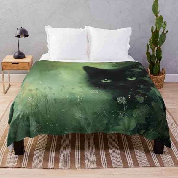 Item preview, Black cat with green eyes in ivy – Mystical nature magic designed and sold by monchie.