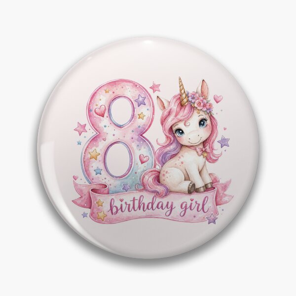 Item preview, Birthday girl 8 unicorn watercolor aesthetic designed and sold by Infdesigner.