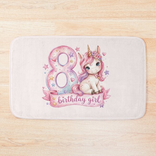 Item preview, Birthday girl 8 unicorn watercolor aesthetic designed and sold by Infdesigner.