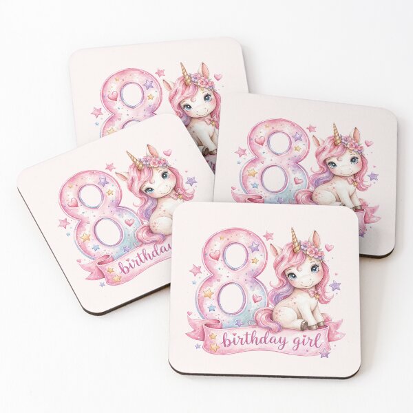 Item preview, Birthday girl 8 unicorn watercolor aesthetic designed and sold by Infdesigner.
