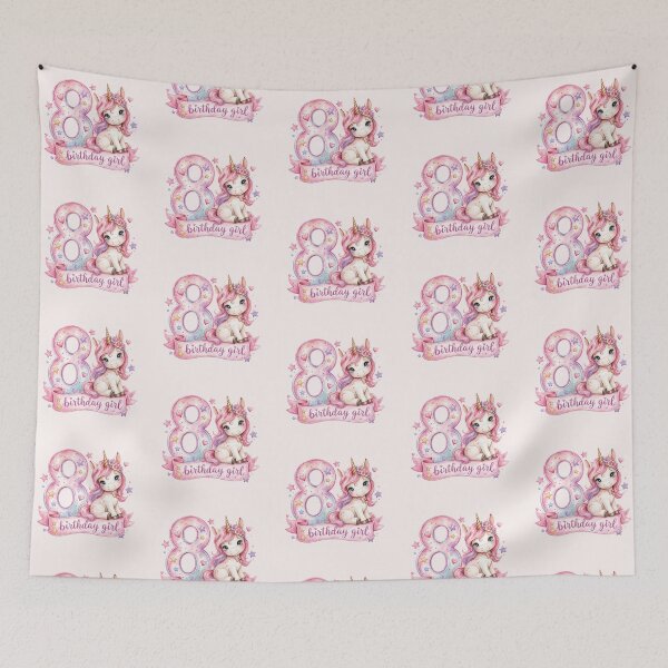Item preview, Birthday girl 8 unicorn watercolor aesthetic designed and sold by Infdesigner.