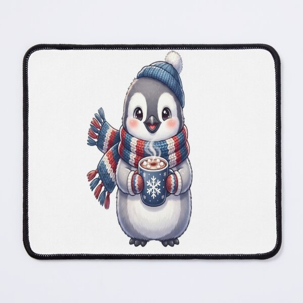 Item preview, Cute baby penguin wearing a knitted winter scarf designed and sold by clickondeals.