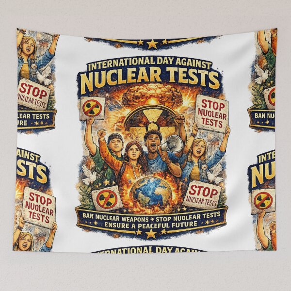 Item preview, International Day against Nuclear Tests | Ban Nuclear Weapons • Build a Peaceful Future T-Shirt designed and sold by GooniSL.