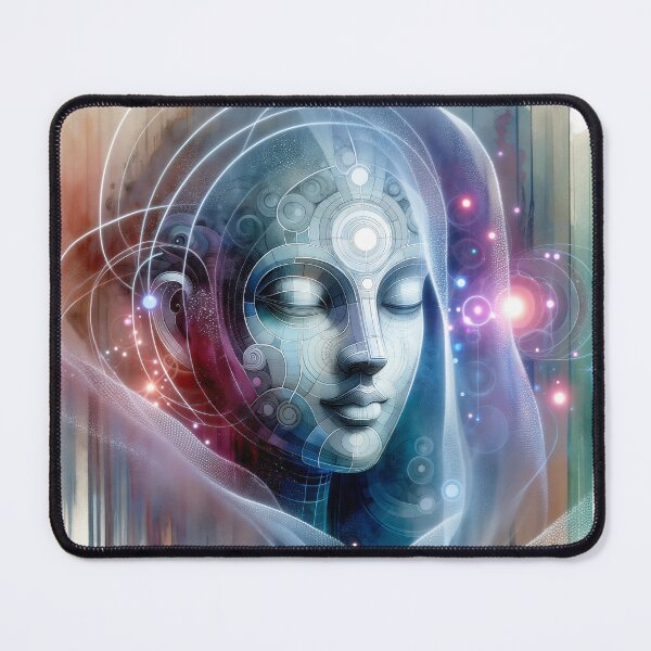 Item preview, Geometry of Stillness — Abstract Futuristic Buddha Portrait designed and sold by FriskyLemur.