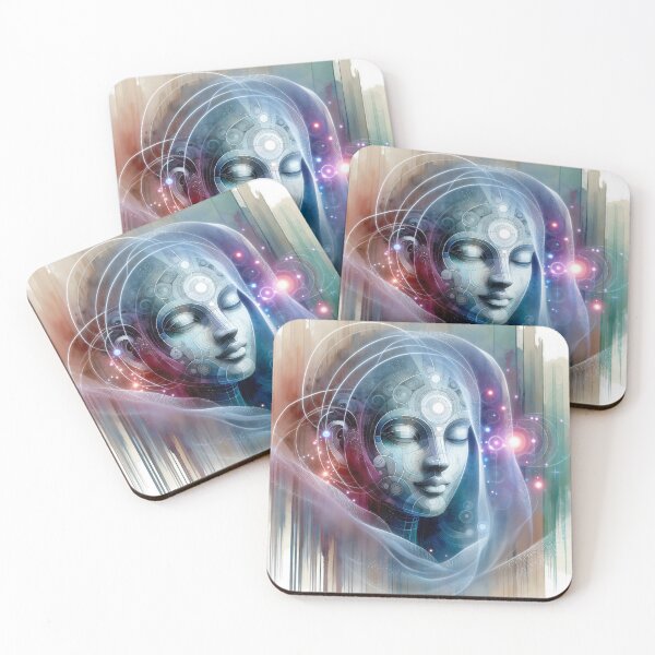 Item preview, Geometry of Stillness — Abstract Futuristic Buddha Portrait designed and sold by FriskyLemur.