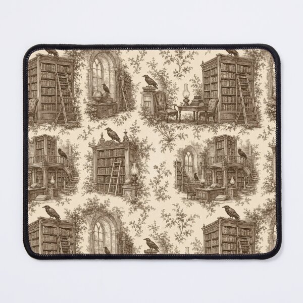 Item preview, Dark Academia Vintage Library Toile in Sepia Ink and Cream designed and sold by StickyGuys.