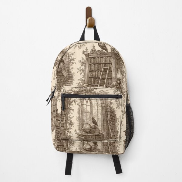 Item preview, Dark Academia Vintage Library Toile in Sepia Ink and Cream designed and sold by StickyGuys.