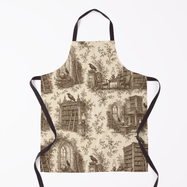 Item preview, Dark Academia Vintage Library Toile in Sepia Ink and Cream designed and sold by StickyGuys.