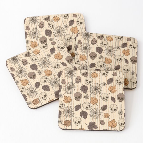 Item preview, Dark Gothic Skulls and Spooky Forest Leaves Pattern designed and sold by VectorForge.