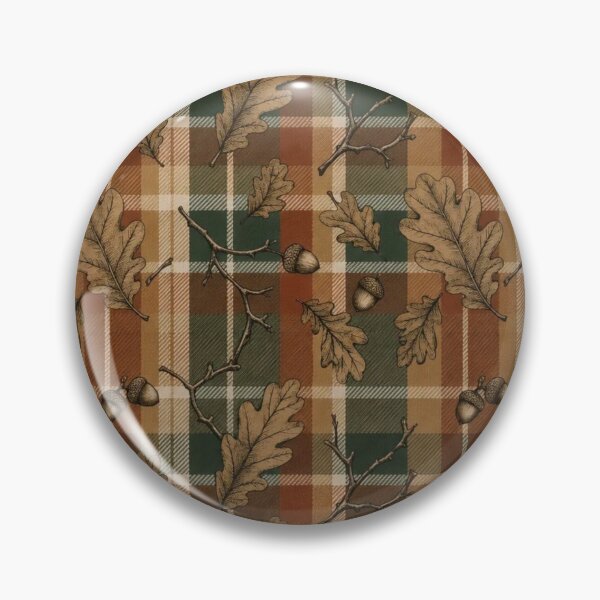 Item preview, Autumn Academia Oxford Plaid with Oak Leaves and Acorns in Rust designed and sold by StickyGuys.
