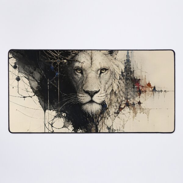 Item preview, Majestic Abstract Lion with Gothic Cityscape designed and sold by Marcu Ioachim.