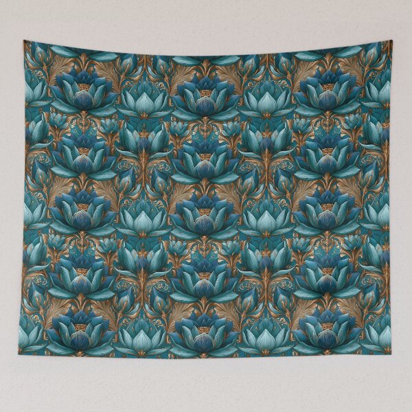 Item preview, Exotic Lotus Print  - Retro Flower Floral - Christmas Gift Baskets designed and sold by RoyalStarsPatts.