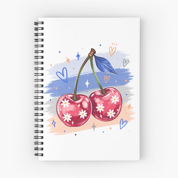 Item preview, Pink Floral Cherries – Cute Cottagecore Cherry Illustration with Daisies & Hearts designed and sold by Snifferius.