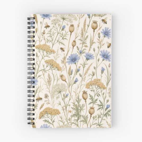 Item preview, Late Summer Wildflower Meadow with Bees and Chicory in Warm Honey designed and sold by StickyGuys.
