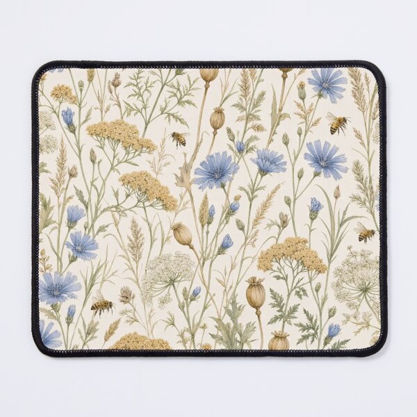 Item preview, Late Summer Wildflower Meadow with Bees and Chicory in Warm Honey designed and sold by StickyGuys.