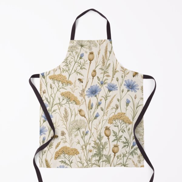 Item preview, Late Summer Wildflower Meadow with Bees and Chicory in Warm Honey designed and sold by StickyGuys.