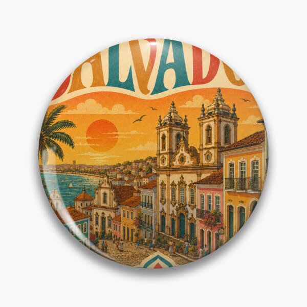 Item preview, Salvador Souvenir Heart Design - Vintage Brazil Travel Art designed and sold by VisualArtsOasis.