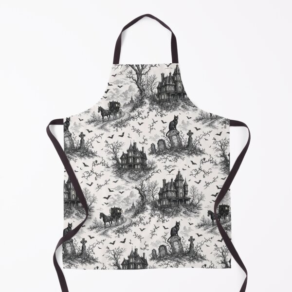 Item preview, Gothic Halloween Toile with Black Cats Bats and Haunted Manor Scenes designed and sold by StickyGuys.