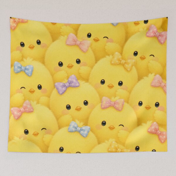 Item preview, Cute Fluffy Chicks with Pastel Bows Pattern | Kawaii Baby Chick Seamless Nursery Design designed and sold by Atum&Art.