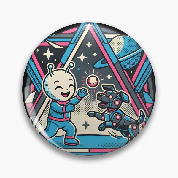Item preview, Best Friends Cute Alien And Robotic Puppy Retro Graphic designed and sold by DuckOddity.